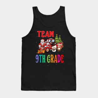 Team 9Th Grade Santa And Reindeer Christmas Tank Top